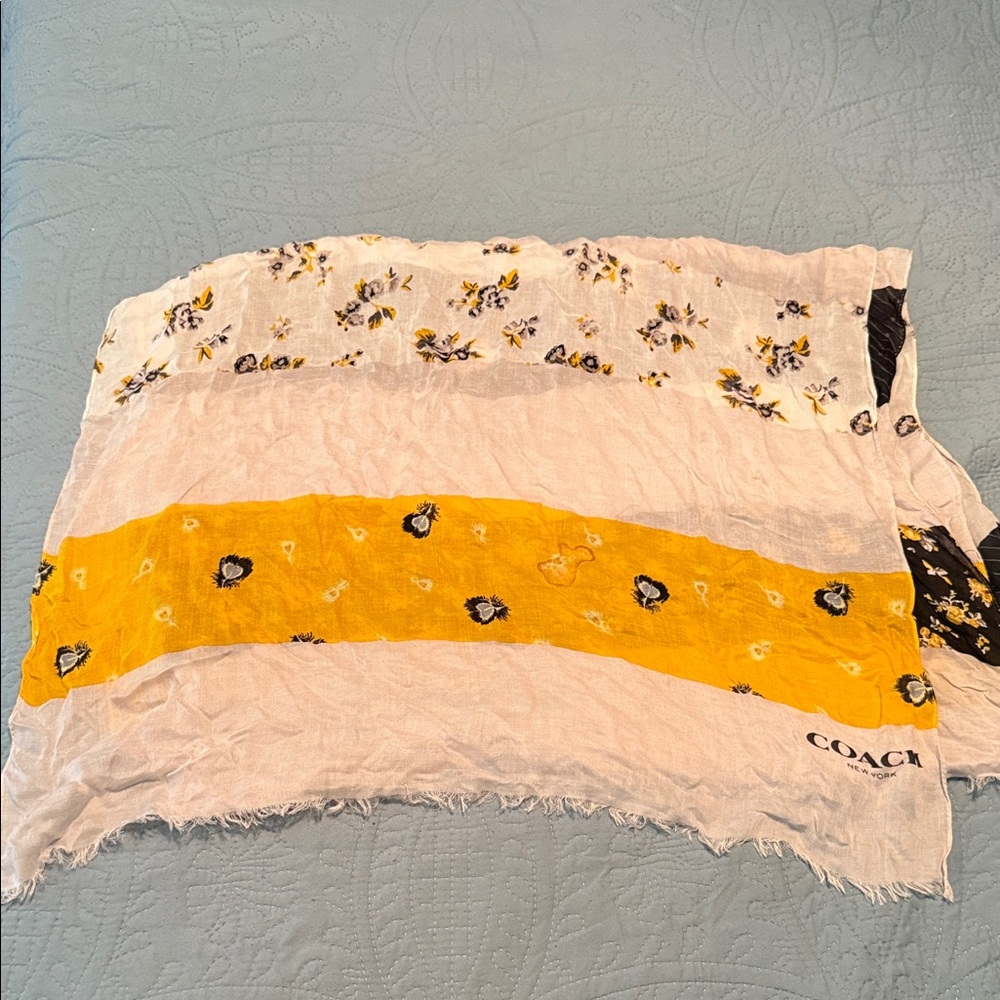 Coach Floral Yellow and White Scarf